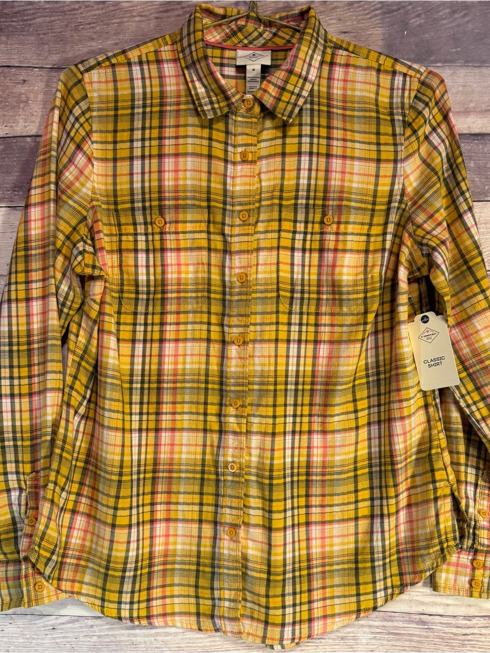 St. John's Bay Yellow Plaid Button-Down Shirt - NWT